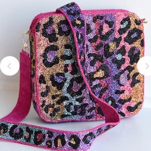 Leopard pink multicolor crossbody bag